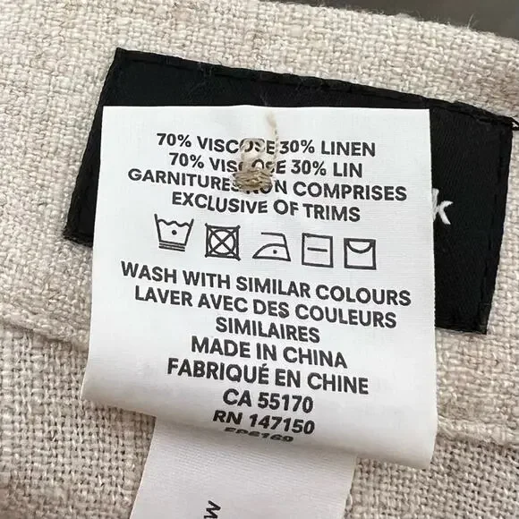 FRANK & OAK / oatmeal tan linen blend button front midi skirt / XS - Picture 6 of 7